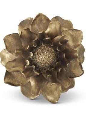9 Inch Gold Resin Wall Hanging Flower NEW